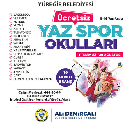 Yüreğir’de Yaz Spor Okulları Başlıyor!